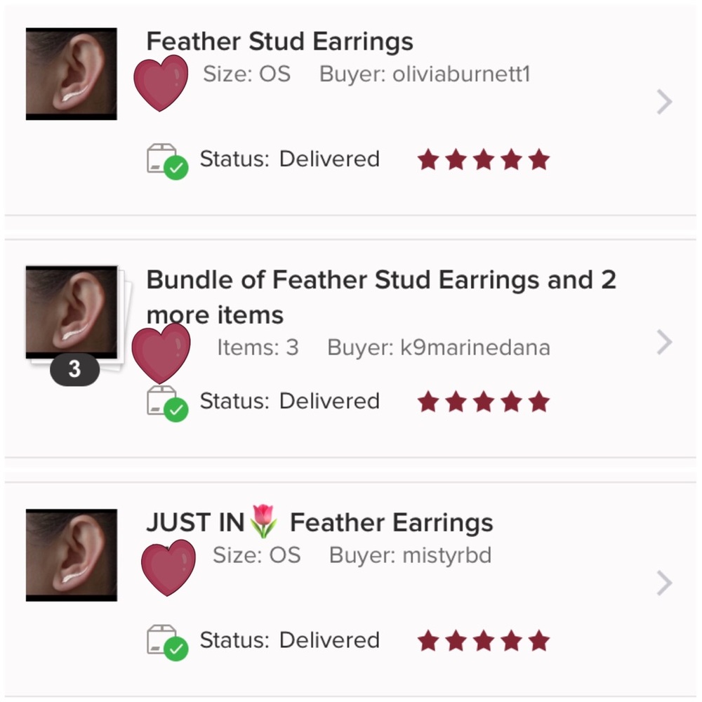 ♡ Feather Stud Minimalist Earrings - Picture 7 of 8